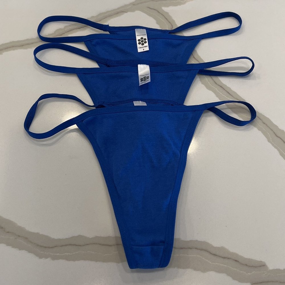 NWOT American Apparel #4313 Baby Rib Thongs Set of 3 - Royal Blue